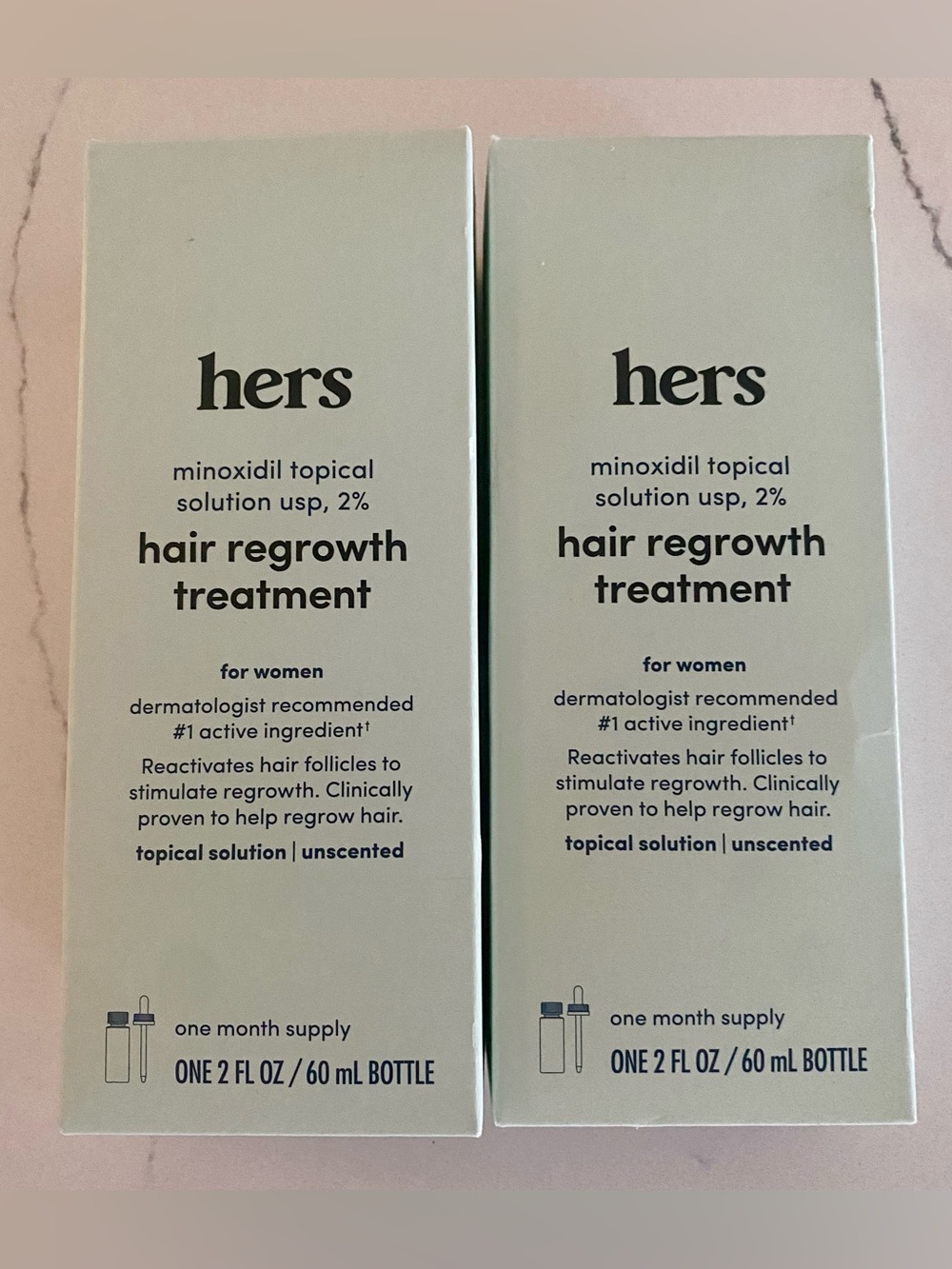 Hers Minoxidil 2% Hair Regrowth Treatment for Women - Mint Green, 2 pack